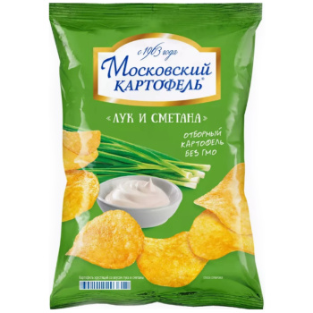 Чипсы картофельные Московский картофель со вкусом лук и сметана, 60г
