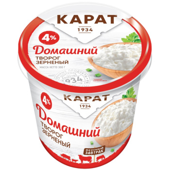 Творог зернёный Карат Домашний 4%, 300г