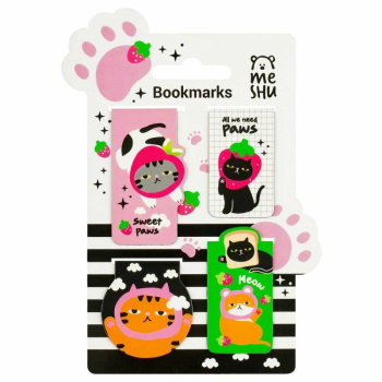 Закладки магнитные для книг MESHU Sweet paws, 4шт, матовая ламинация