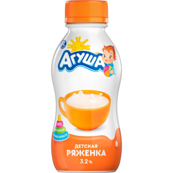 Ряженка Агуша 3,2% 180г БП БЗМЖ