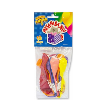 Набор шаров рис Поздравления 30см 10шт 1111-0804