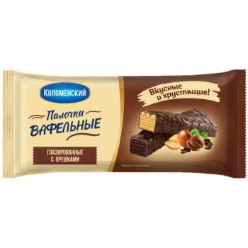 Вафельные палочки глазированные с орешками 140г