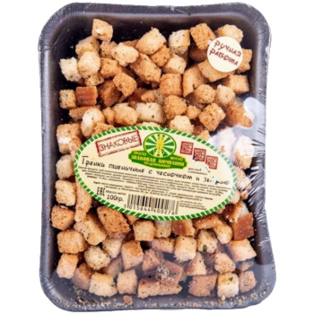 Гренки пшеничные с чесноком и зеленью, Знаковая Компания, 100г